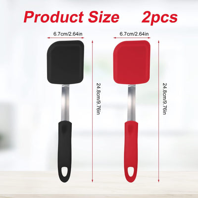 2 Espátulas Silicona Mini para Hornear Negro Rojo