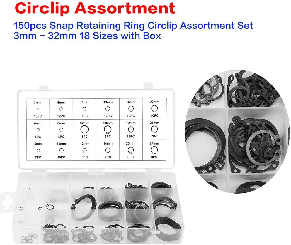 Kit anillos retención métricos C 18 tamaños metal