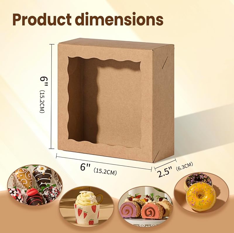 55 Pzas Cajas marrones con ventana para fresas