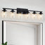 6 Luces Tocador Negro Mate Vidrio Transparente Base Metal
