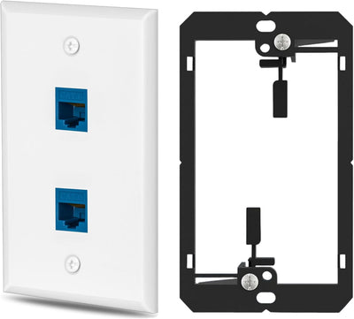 Placas pared Ethernet Cat6 2 puertos con RJ45 y soporte