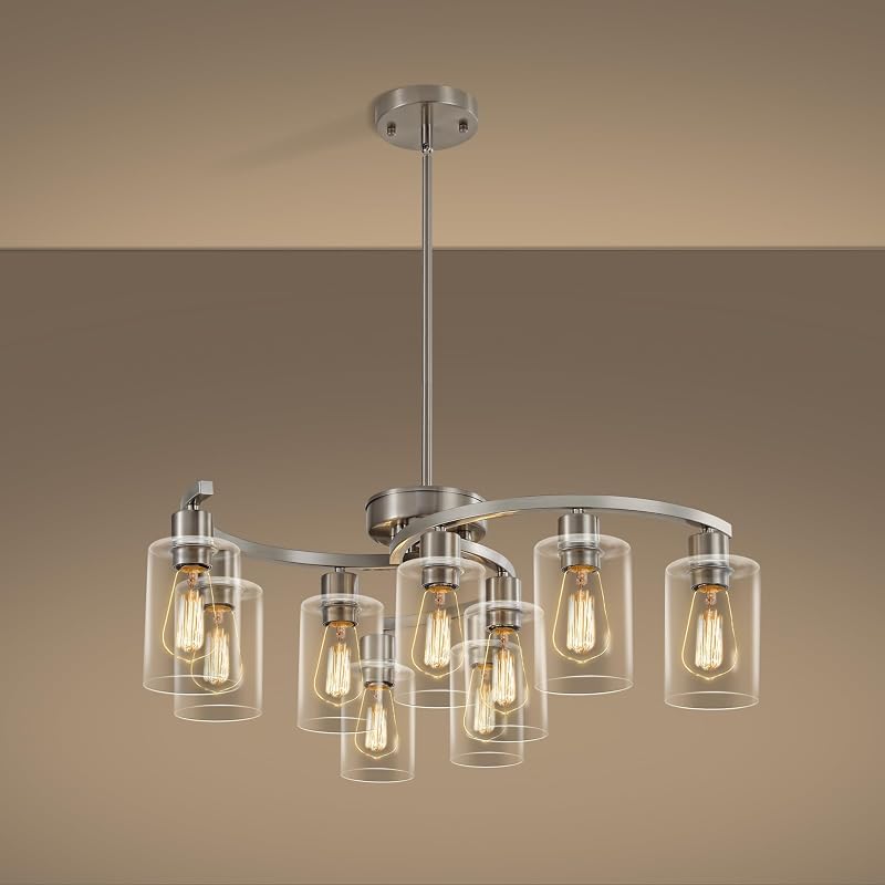 Lámpara araña 9 luces níquel cepillado ajustable comedor