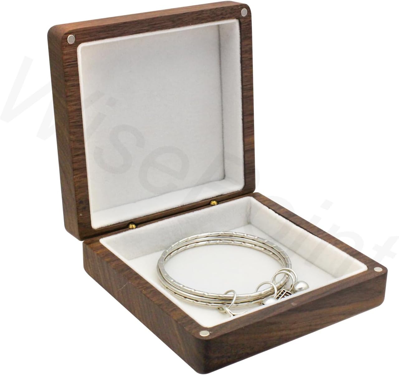Caja de pulseras de madera vintage para joyas blancas