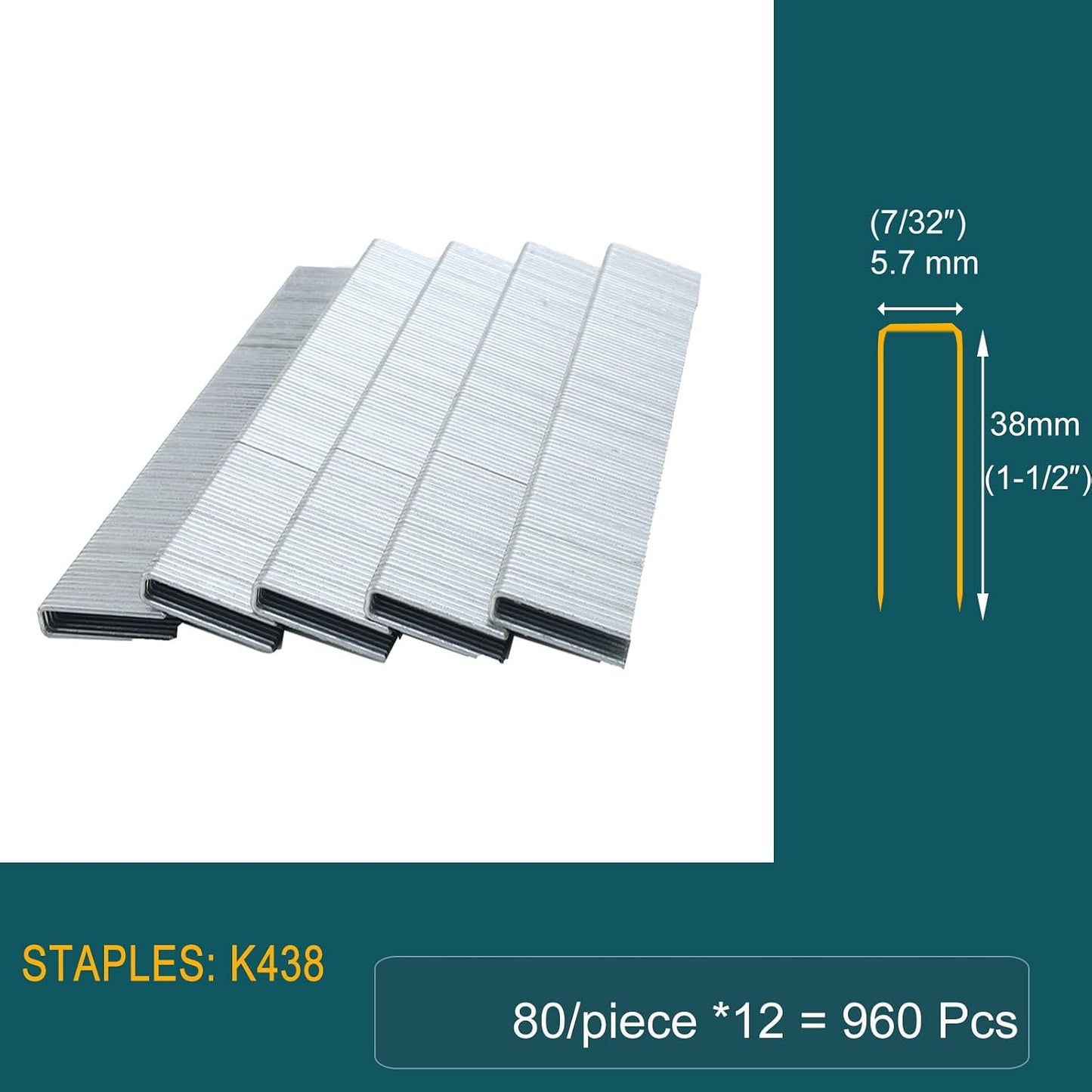 Grapas corona estrecha 7/32 pulg 960uds galvanizadas para grapadora