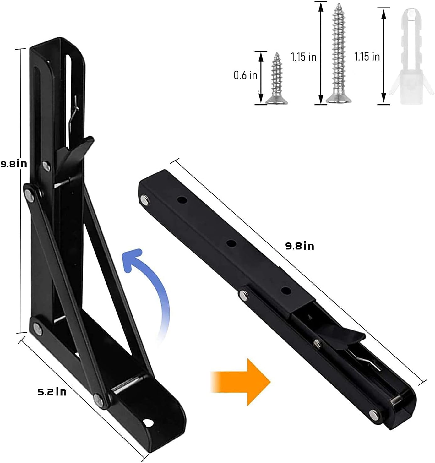 Soportes plegables pared 10pulg metal 4pzas ahorro espacio