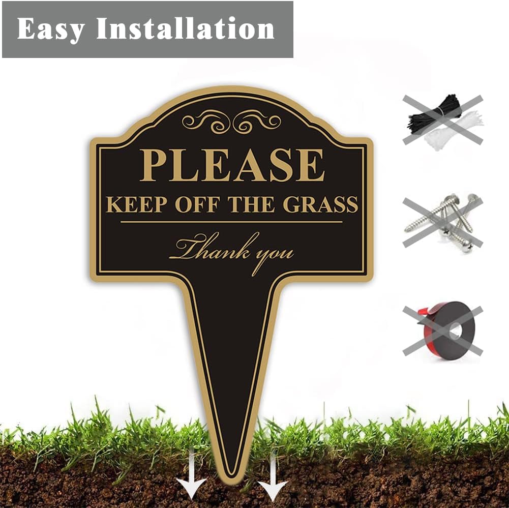 Letrero aluminio inox 10x14" Keep Off the Gras doble cara