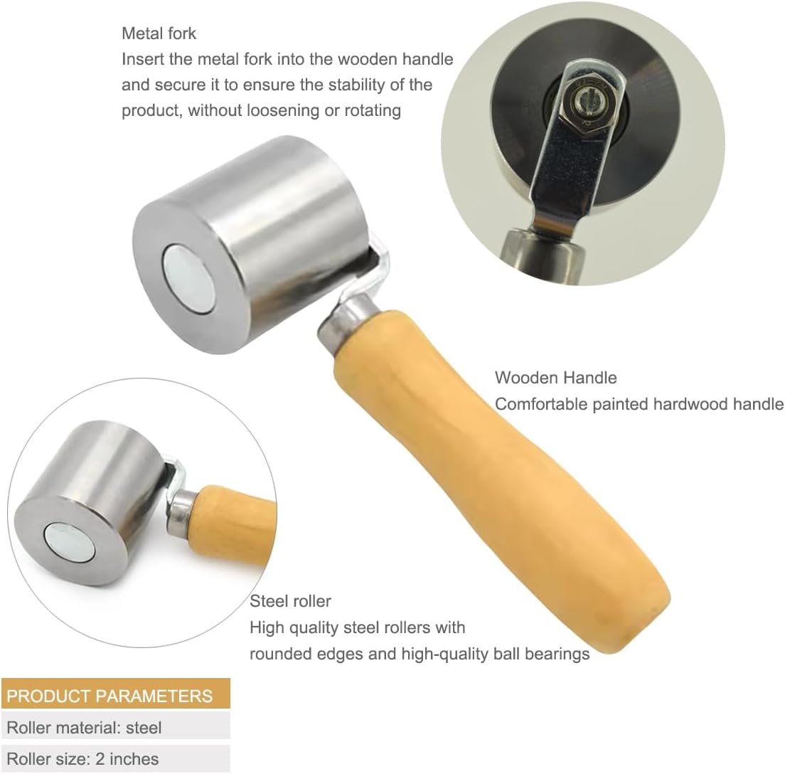 Rodillo costura metal mango madera para cinta Eternabond