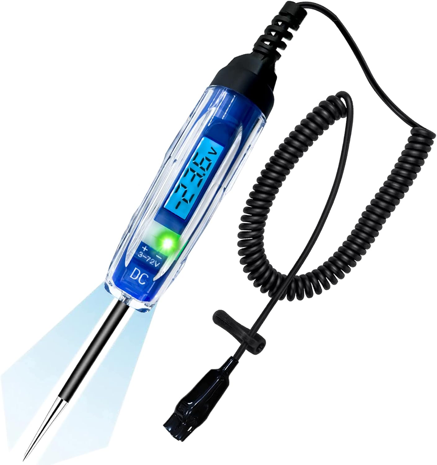 Probador circuito automotriz 3-72V DC con LCD y voltímetro
