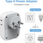 Adaptador corriente EE.UU. a Israel con 4 tomas y 3 USB