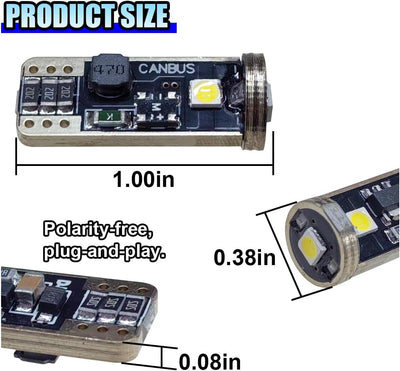 2 Pzas LED T10 6000K Chipset 194 W5W Coche Interior