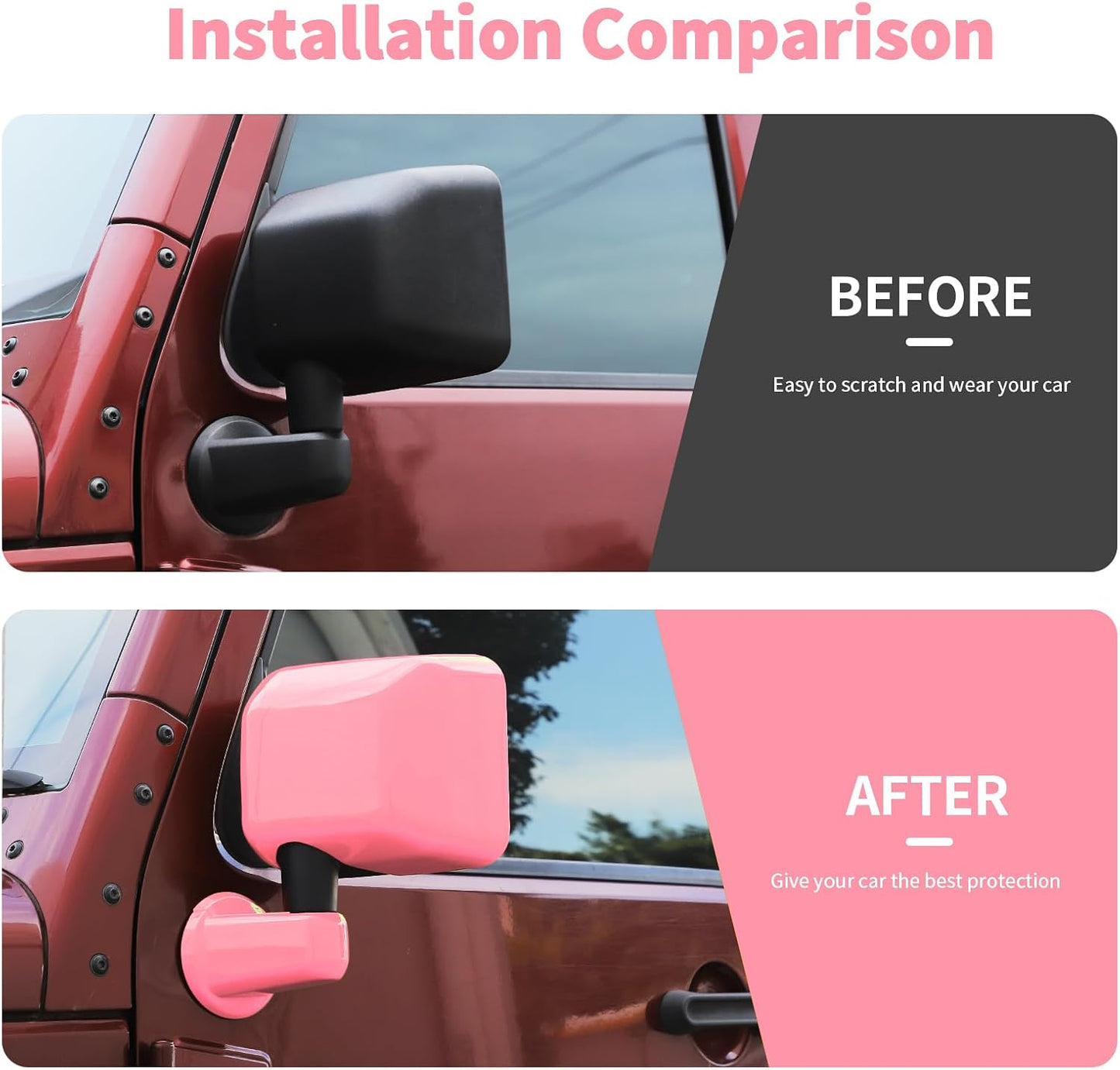 Kit adornos espejo retrovisor Jeep Wrangler 07-18 Rosa