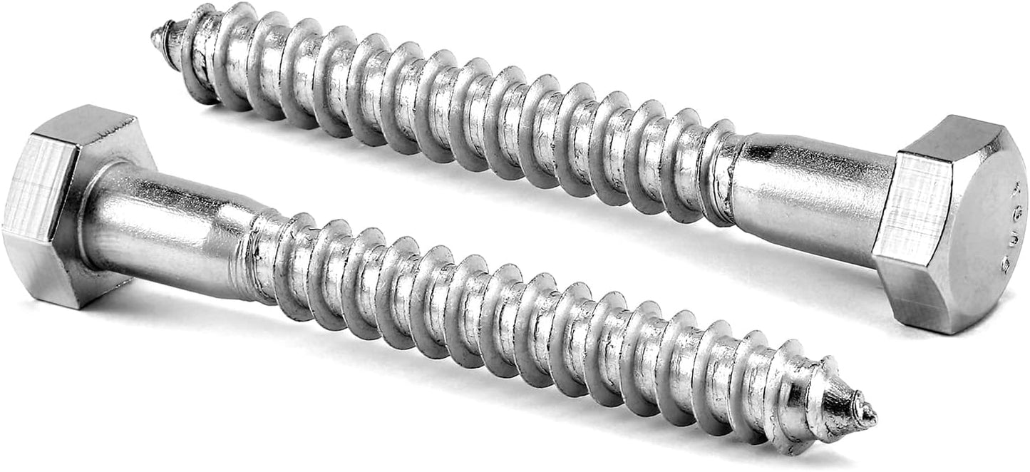 Tornillos hex 3/8x2-1/2 10 pzas acero inox 304 para madera