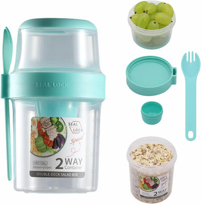 Taza portátil desayuno con tenedor avena yogur 2 capas