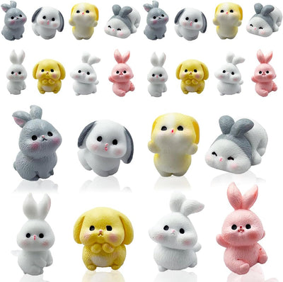 Figuras resina conejo miniatura para relleno huevos y jardín