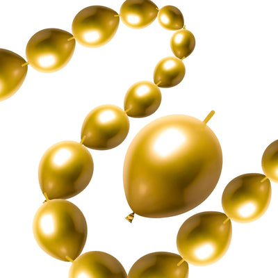50 Globos Enlace Rápido Dorado 10pulg Látex para Fiesta Boda