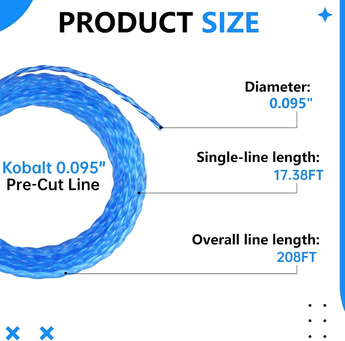 Línea torcida precortada 0.095pulg comp Kobalt 80V