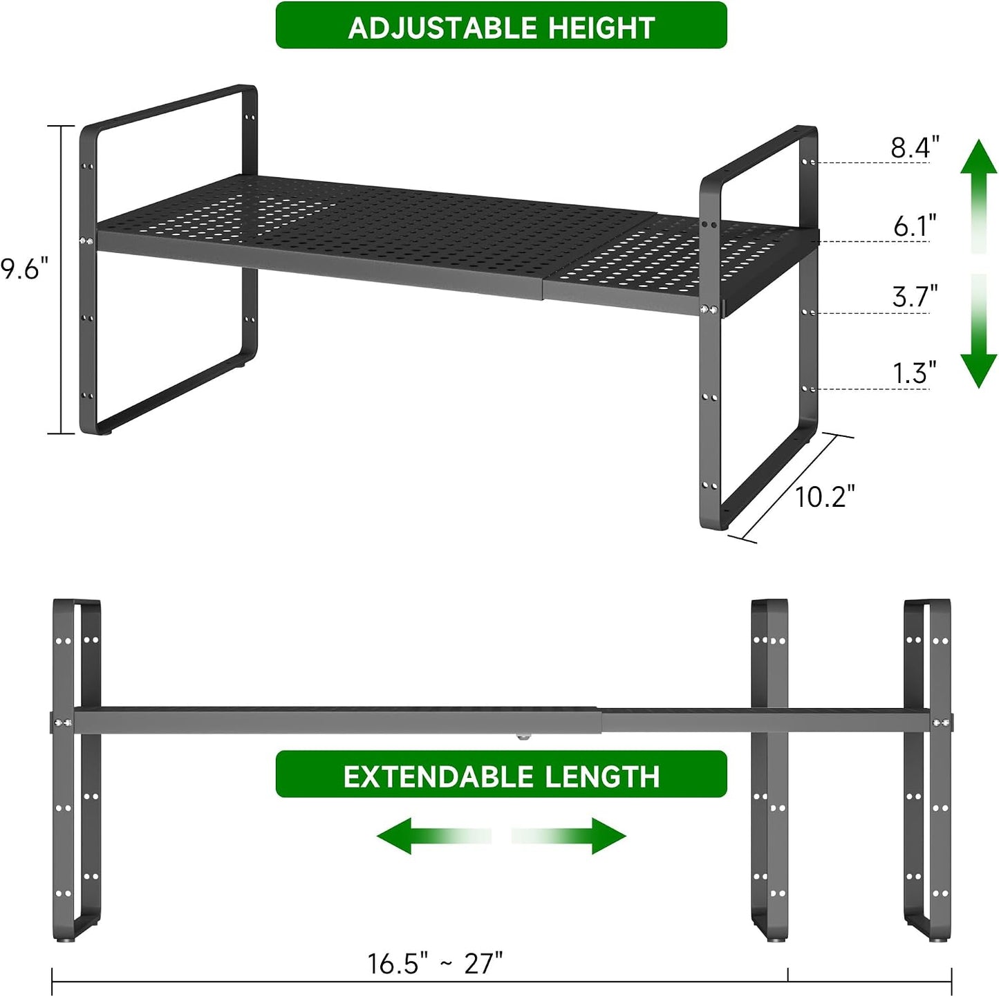 Estante metal apilable para especias 16.5-27"