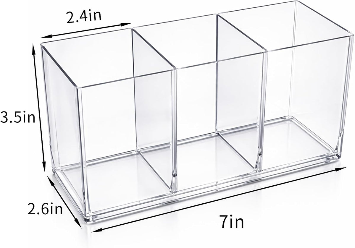 Organizador de bolsas de té en caja plástica transparente con 3 compartimentos