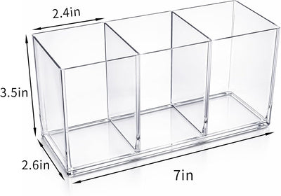 Organizador de bolsas de té en caja plástica transparente con 3 compartimentos