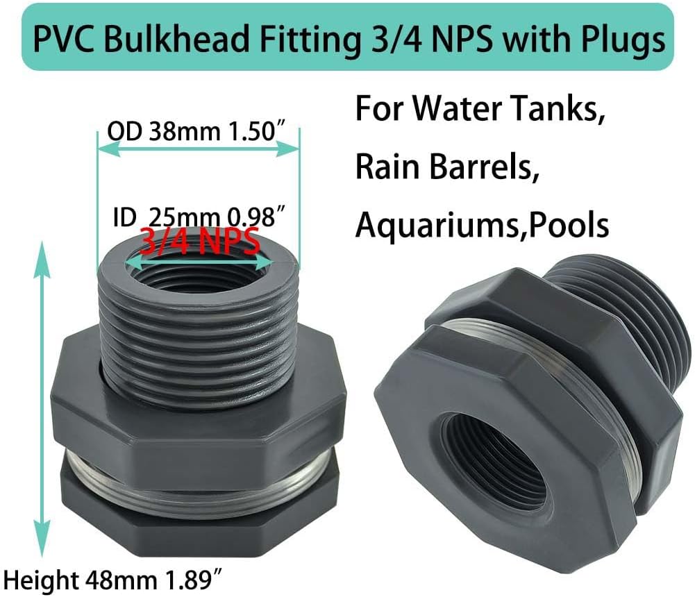 Conector tanque agua 3/4" con enchufes pack 3