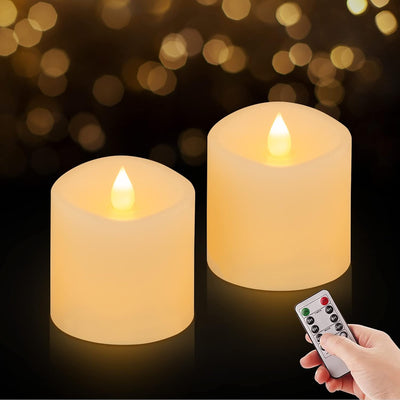 2 Velas Parpadeantes Sin Llama 3" Control Remoto Marfil