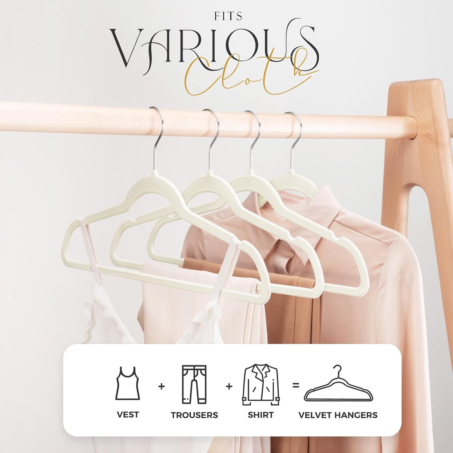 Perchas terciopelo antideslizantes para abrigos y trajes
