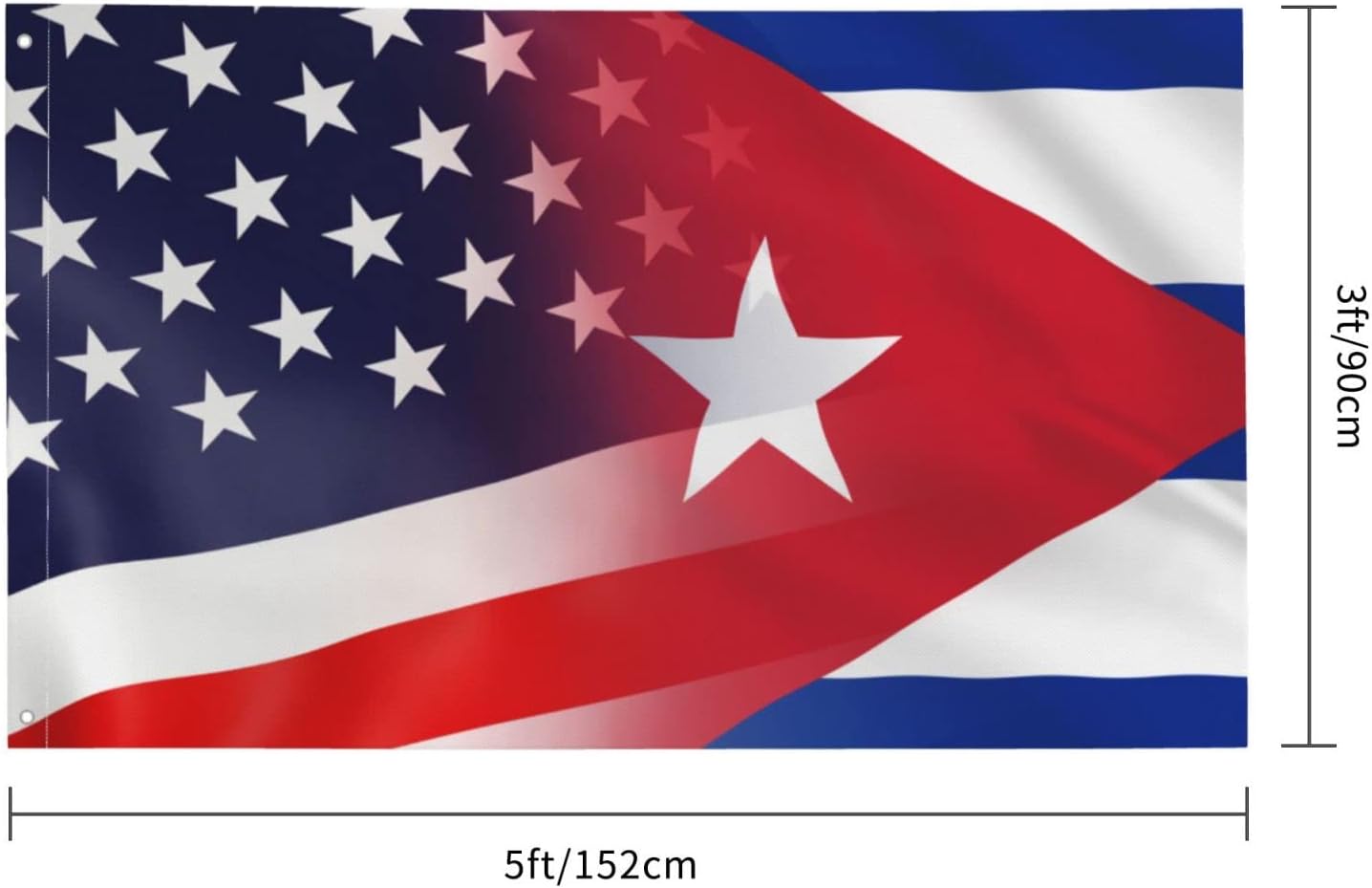 Bandera Cuba y EE.UU. 3x5ft color vivo resistente UV