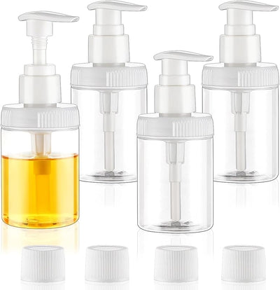 Dispensador loción 4oz plástico boca ancha set 4 transparente