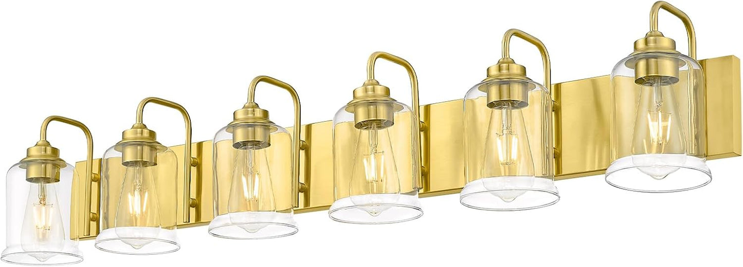 Lámpara baño dorada cepillada 44pulg 6 luces vintage