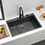 Fregadero cocina negro 33" acero inox con rejilla