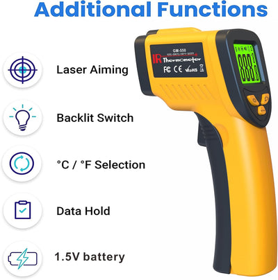 Termómetro láser IR digital ajustable -58℉1022℉
