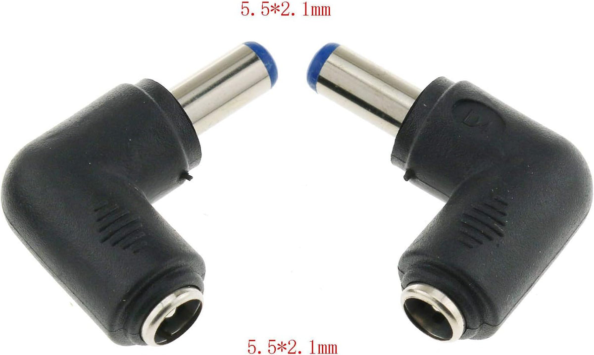 Conector alimentación 90 grados hembra a macho DC