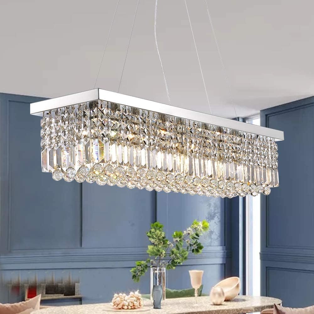 Candelabro cristal K9 cromado para comedor y cocina 40x10x10