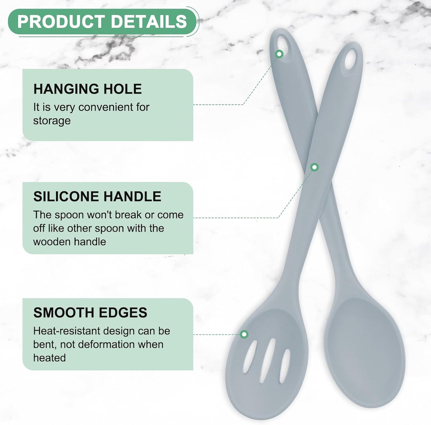 2 Cucharas Silicón Antiadherentes 10.6pulg Cocina Hornear