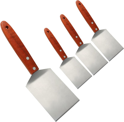 4 Espátulas Brownie Metal Mango Madera 2.5x8.1pulg