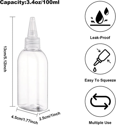 4 Botellas Plástico Rellenables 3.4oz para Pintura y Champú
