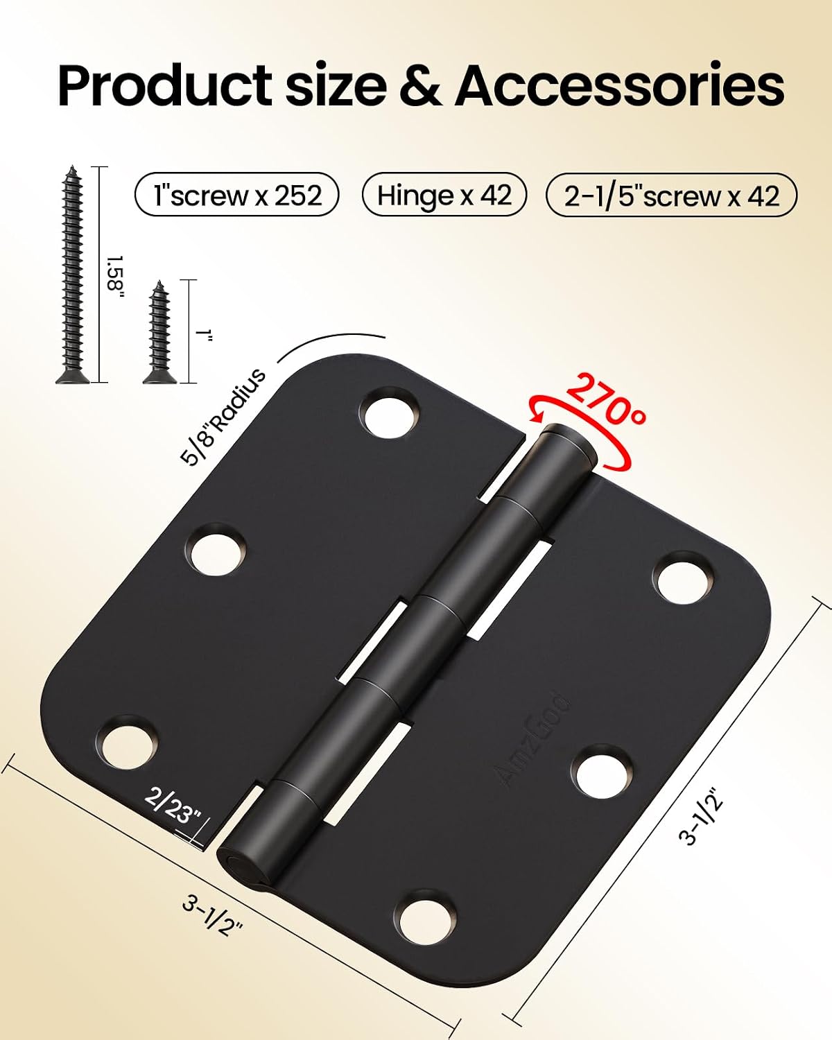 Set 42 Bisagras Puerta 3.5pulg Níquel Mate Negro
