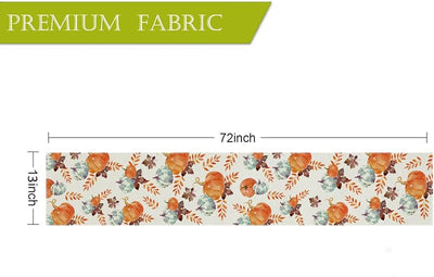 Camino mesa otoño acuarela calabaza 13x72pulg