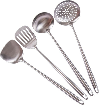 Set 4 Utensilios Acero Inox 304 para Wok 17pulg