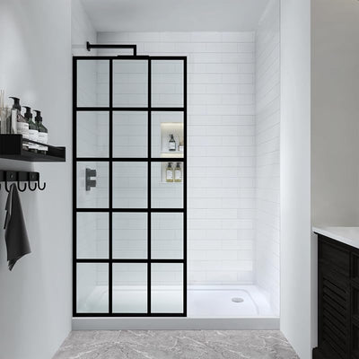 Puerta ducha fija 30x72pulg vidrio templado negro