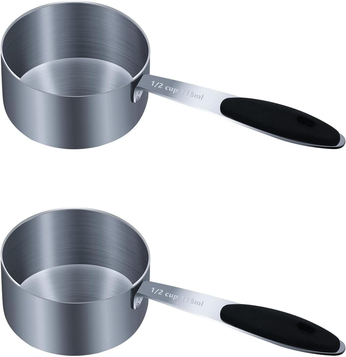 2 Tazas Medidoras 1/2 Taza con Agarre Silicona Negro