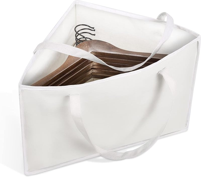 Bolsa plegable triangular asas 18x13pulg algodón lino blanco