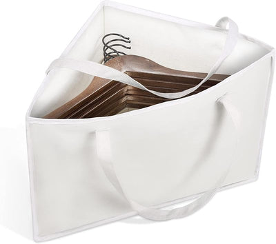 Bolsa plegable triangular asas 18x13pulg algodón lino blanco
