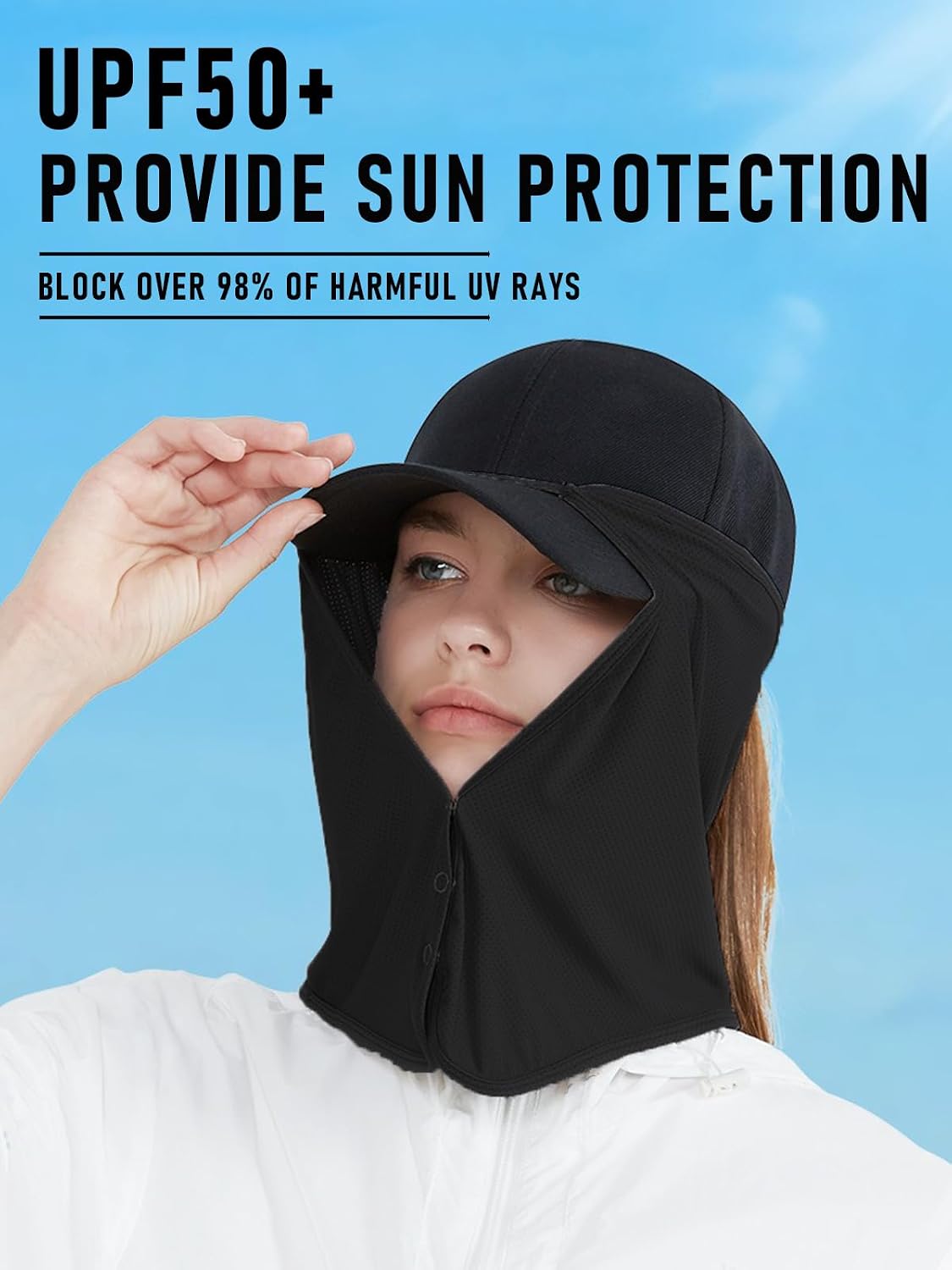 Cubierta cuello sombrero protección solar UPF 50
