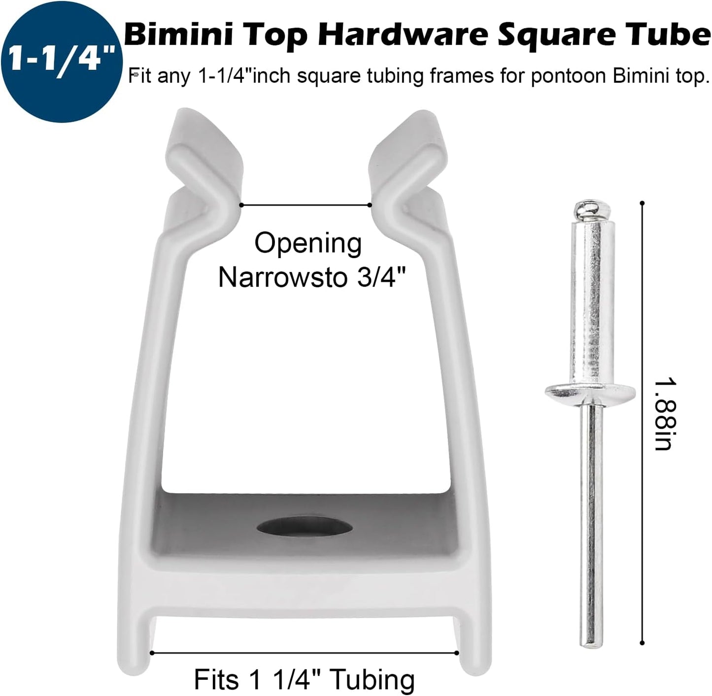 Clips soporte bimini top 1-1/4pulg 3 Pzas