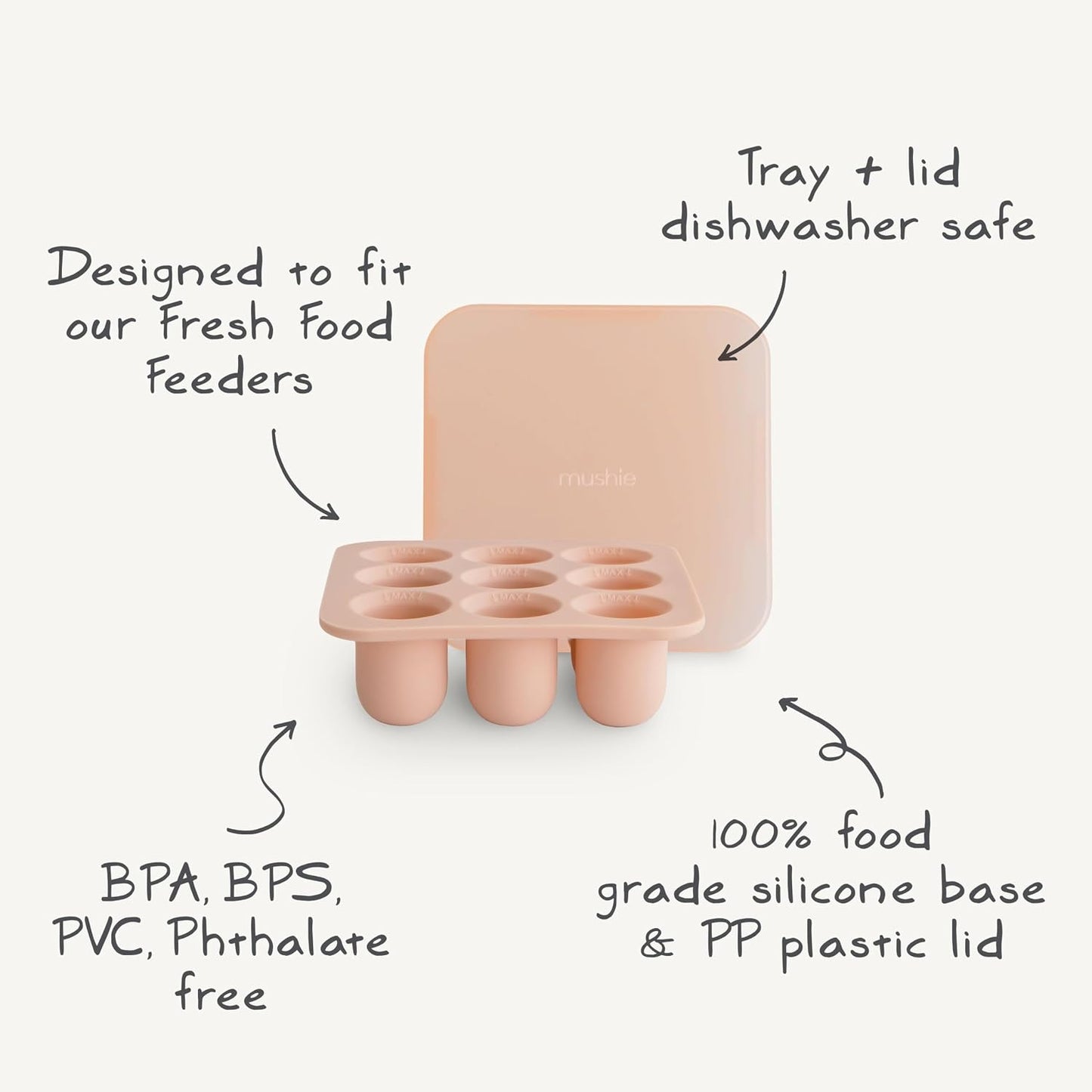Bandeja congelador 9 tazas 0.5oz sin BPA para bebés