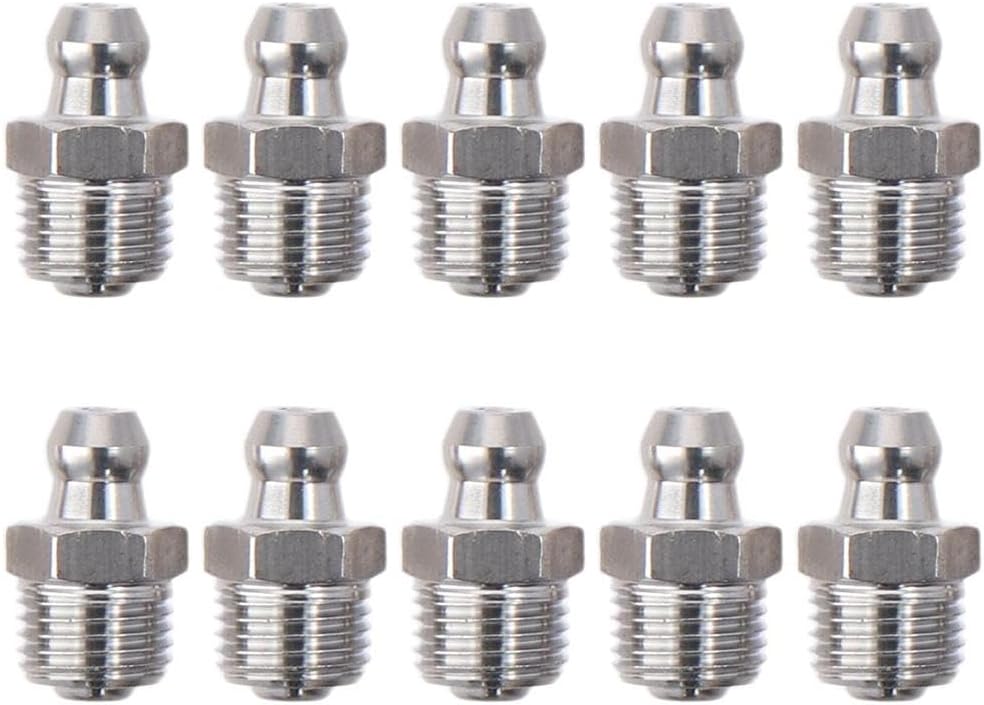 10 Pzas Accesorios Grasa Acero Inox M10x1 Tono Plata