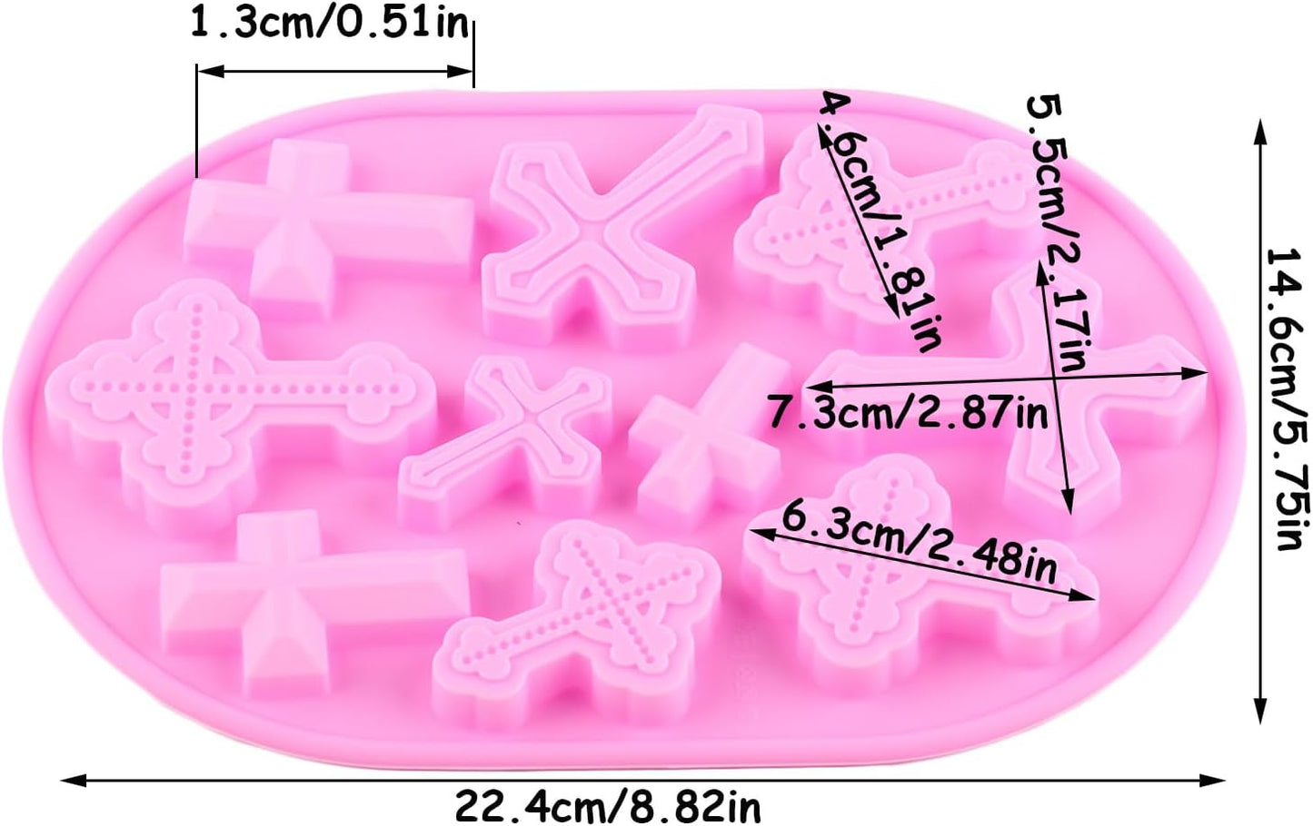 10 Moldes Silicona Cruz para Chocolate Dulces Bautismo