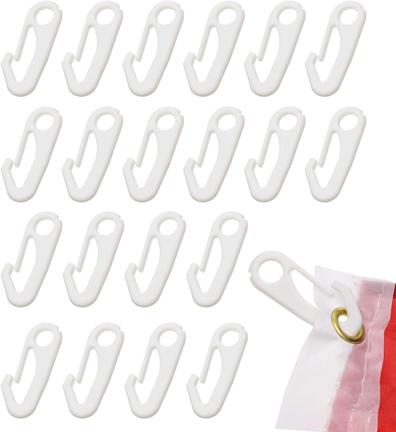 Clip nailon blanco para poste bandera fijación resistente 20