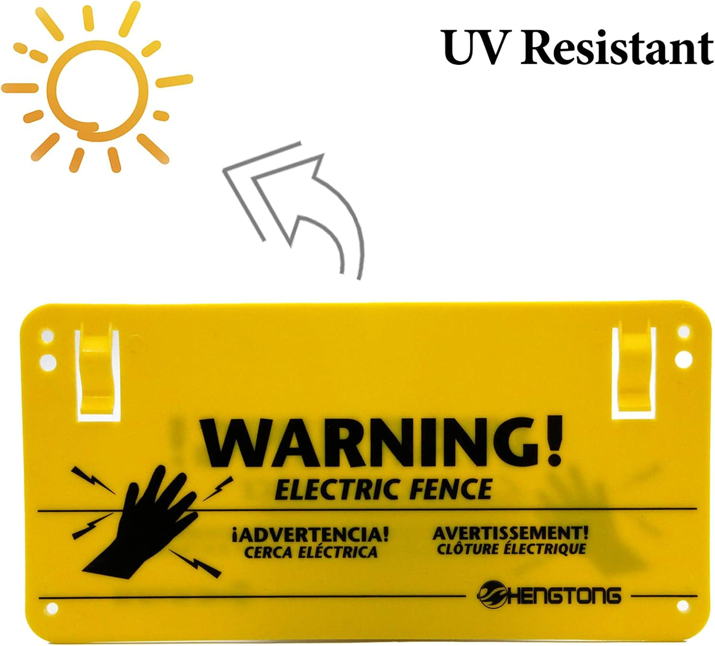 Señales plástico valla eléctrica 4uds 9.5x4.7" amarillo